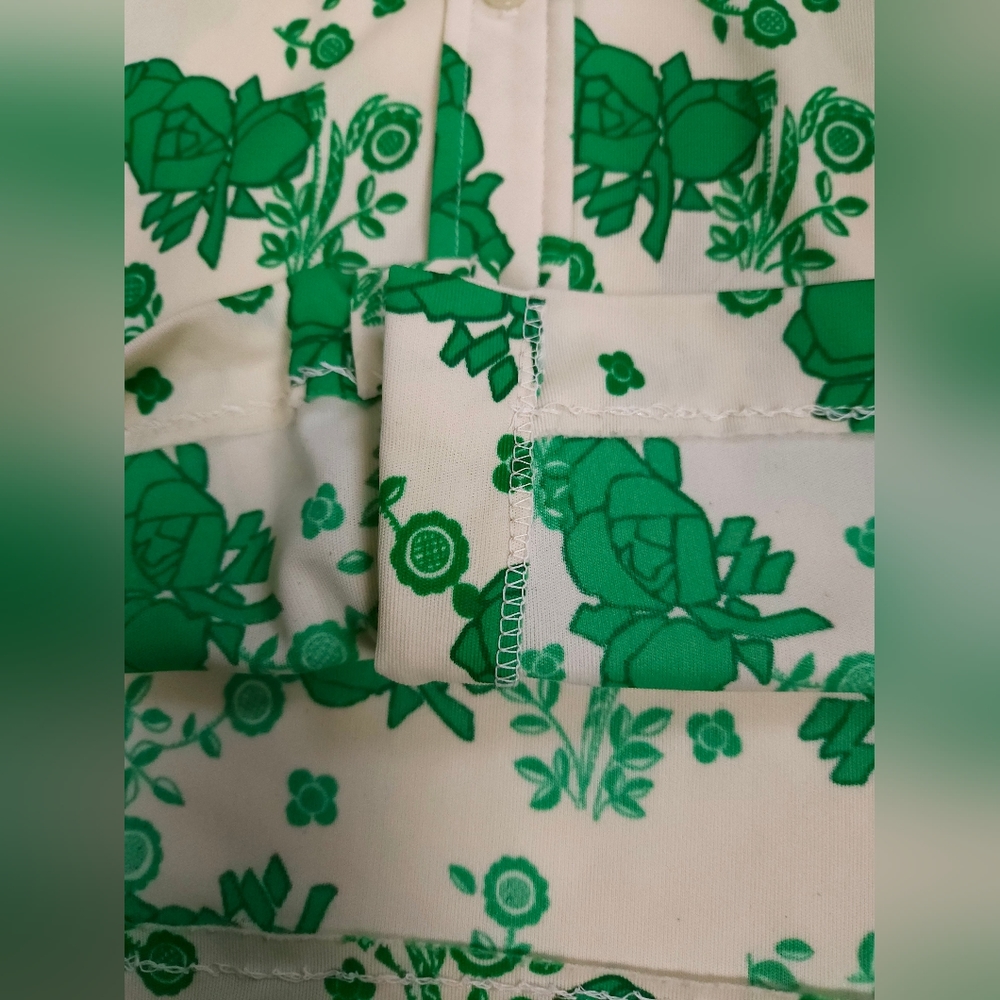 Alex Colman California Vintage 70s Point Collar Flowy Top Green Cream Small - Picture 16 of 16